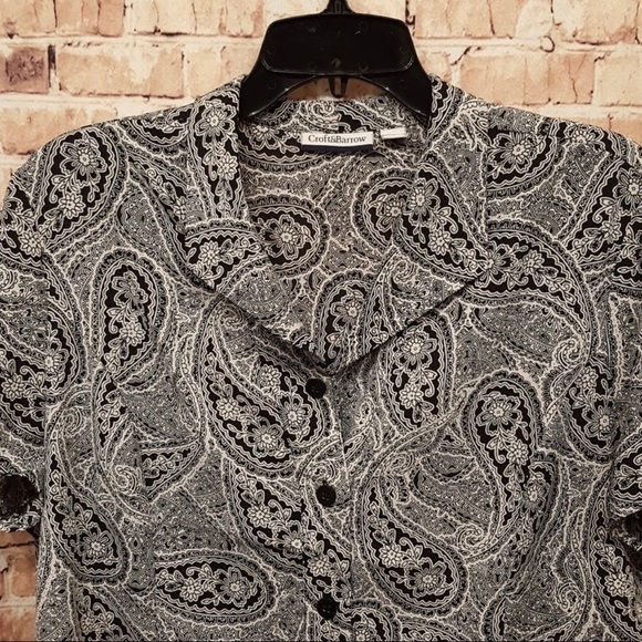 CROFT & Barrow Paisley Button Down Top - Picture 3 of 11